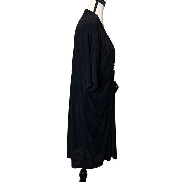 Zaful Swim Cover Up Ribbed Black V-Neck O-Ring Short Sleeve New w/Tags Size L - Picture 2 of 10